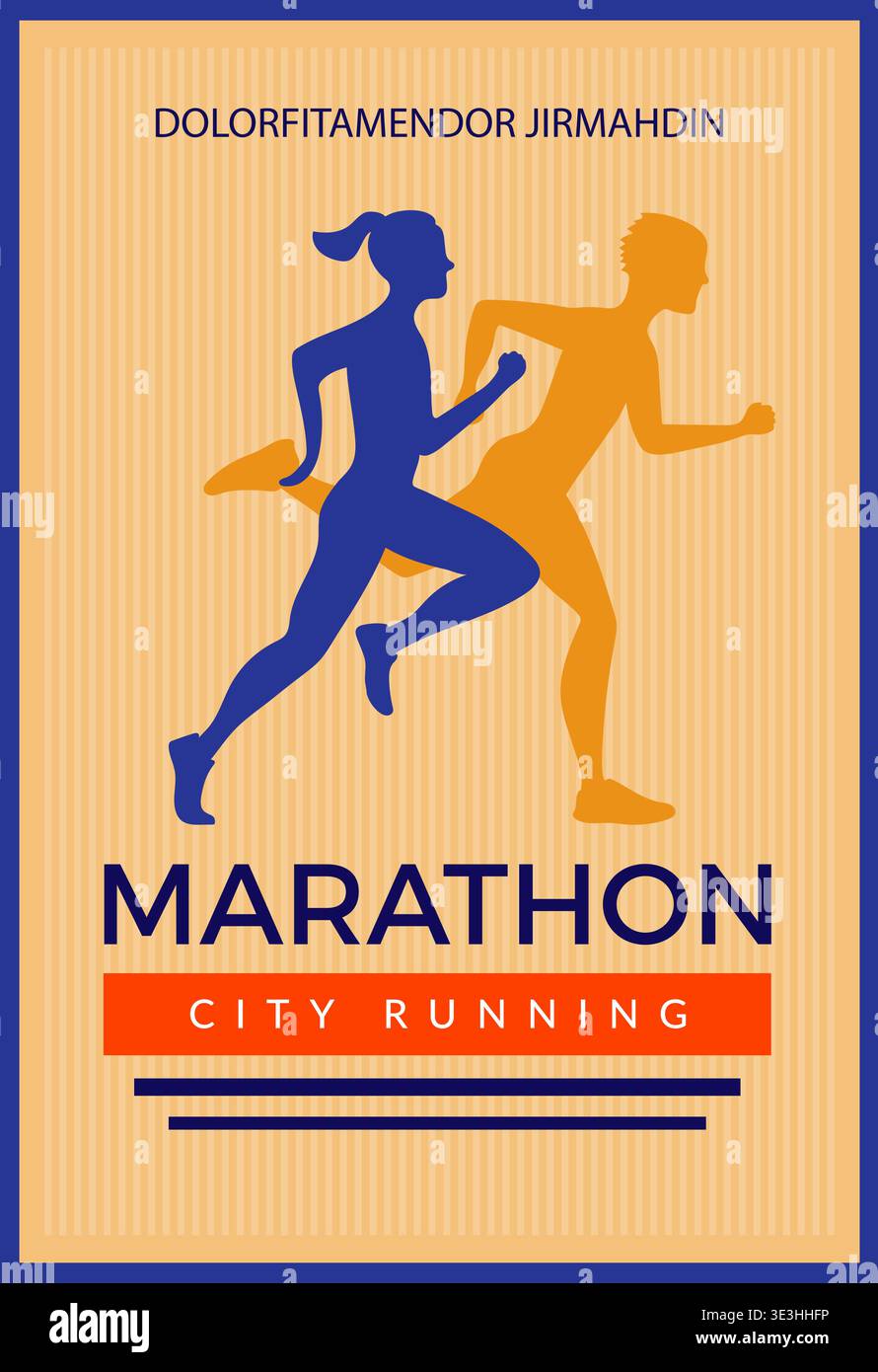 Poster della corsa. modello di placard per maratona sportiva con silhouette da runner Illustrazione Vettoriale