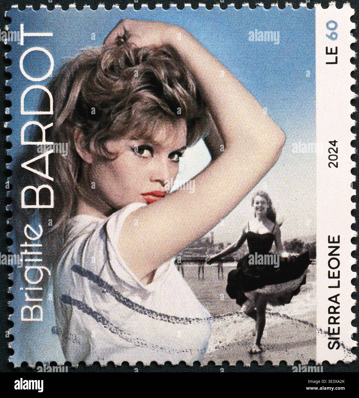 Attrice Brigitte Bardot ritratto su francobollo Foto Stock