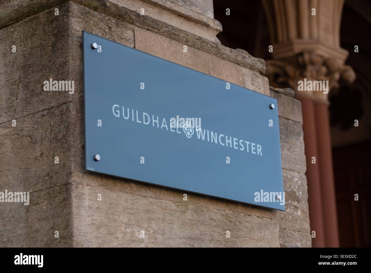 Cartello Guildhall Winchester Foto Stock