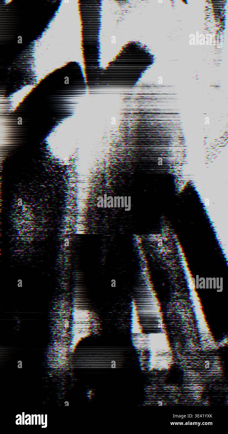 Texture glitch con distorsione Scanline e disturbo monocromatico Foto Stock