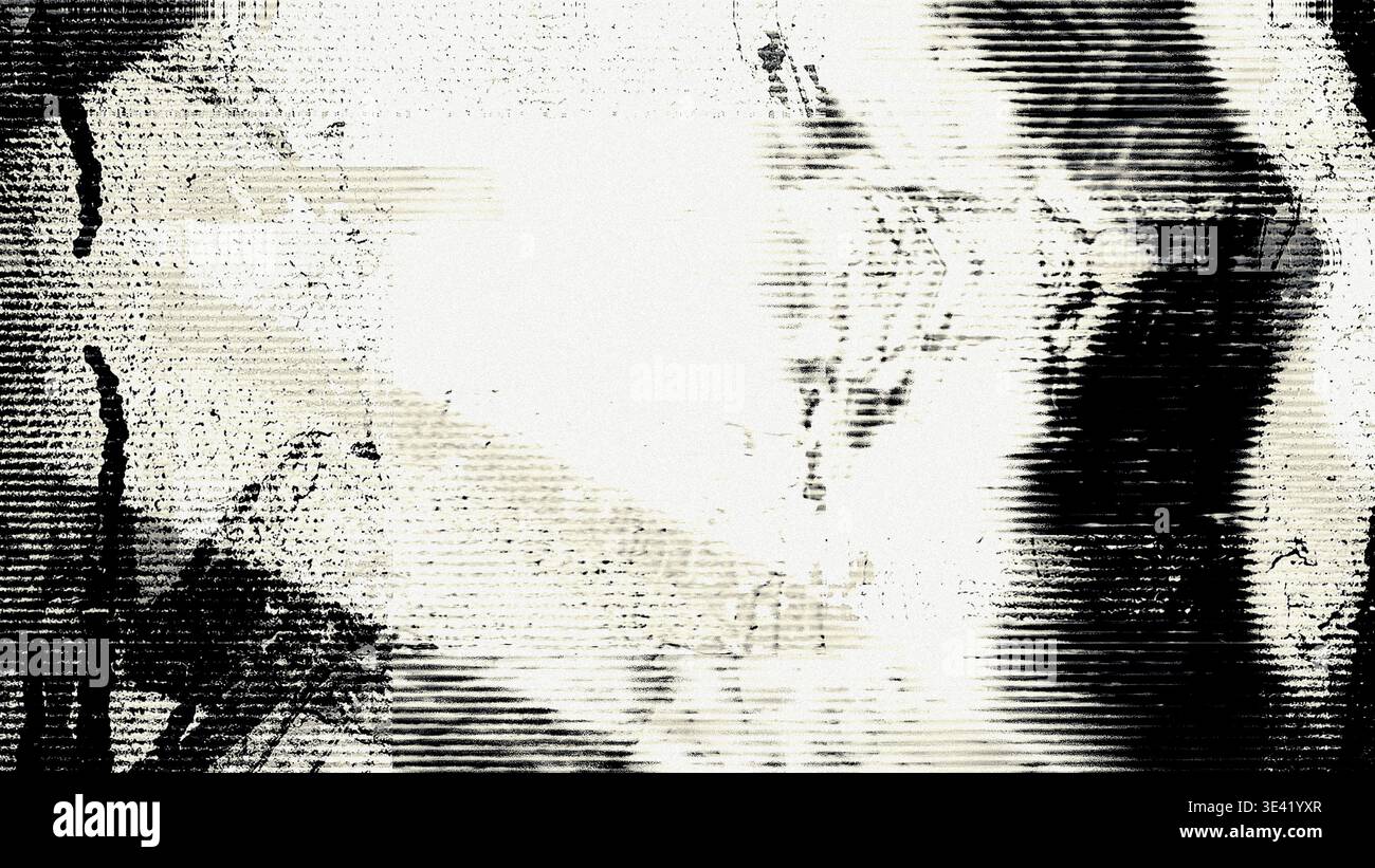 Texture glitter bianco e nero con artefatti Scanline Foto Stock
