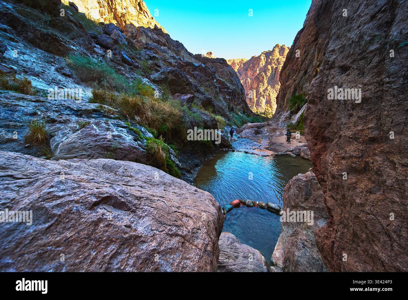 Goldstrike Hot Spring Canyon Pool Adventure e Geothermal Landscape Nevada Foto Stock
