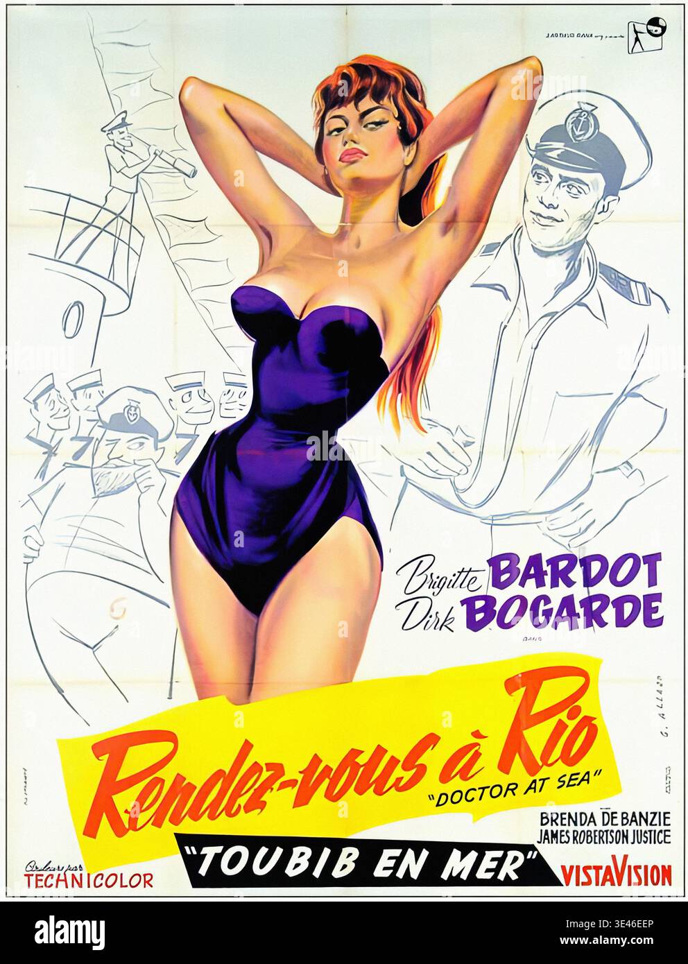 Brigitte Bardot Doctor at Sea 1956 poster del film originale Foto Stock