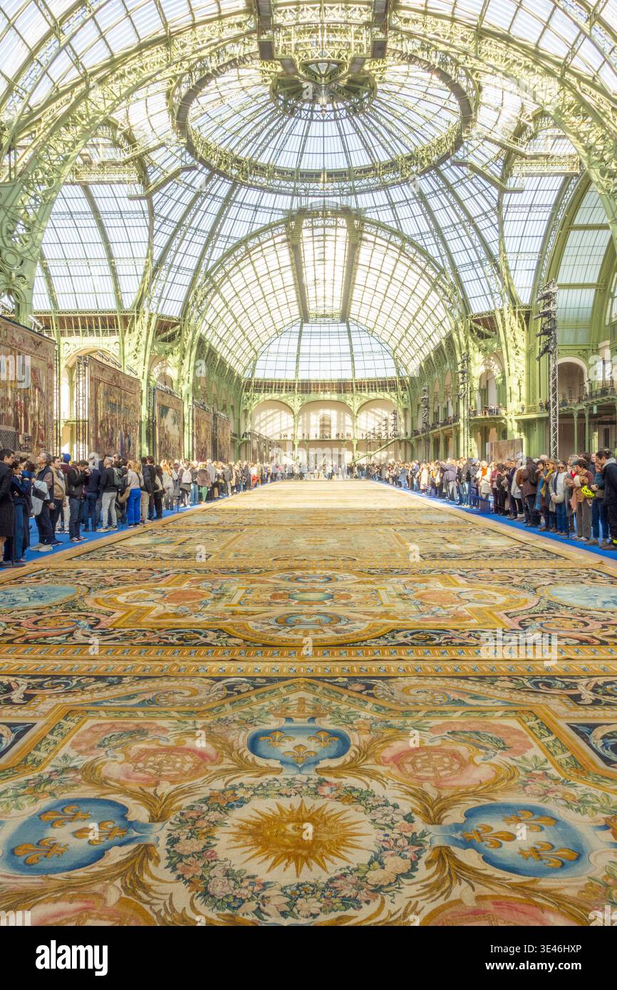 Francia, Parigi, Grand Palais, il Tesoro riscoperto del Re Sole, mostra di tappeti monumentali commissionata da Luigi XIV per la grande Galerie del Louvre, 1° febbraio 8, 2026 Foto Stock