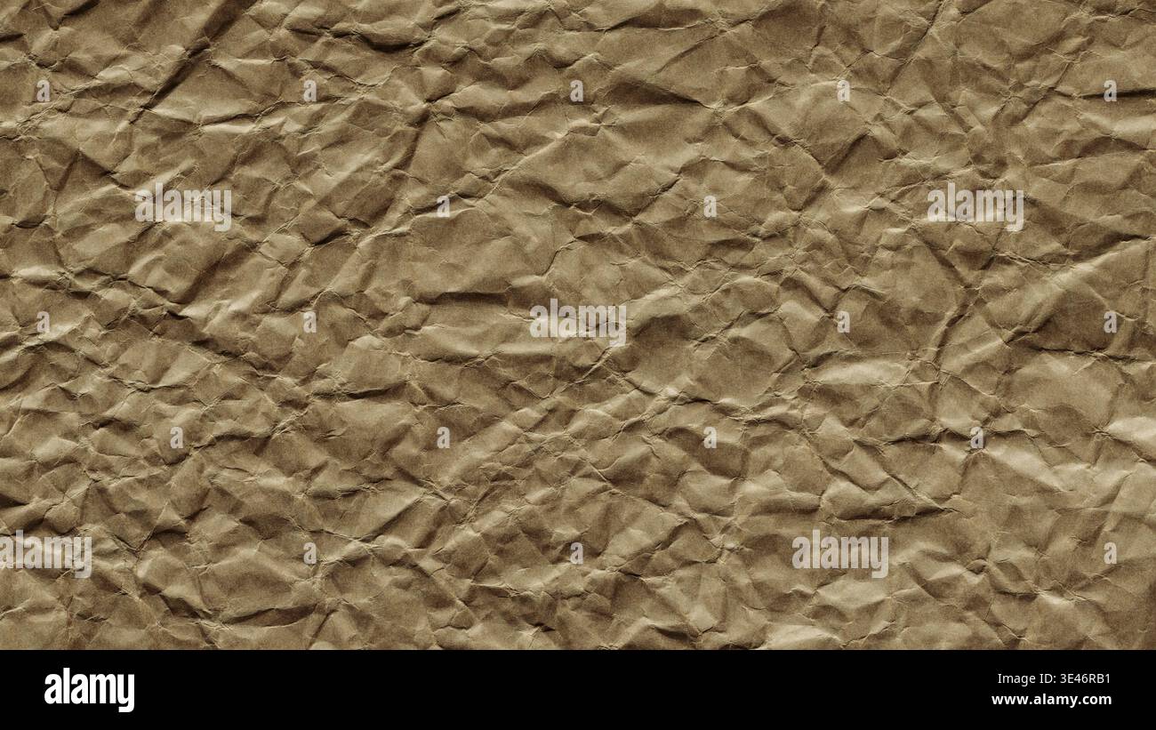 Carta kraft marrone con grinze naturali per un design dello sfondo ecocompatibile Foto Stock