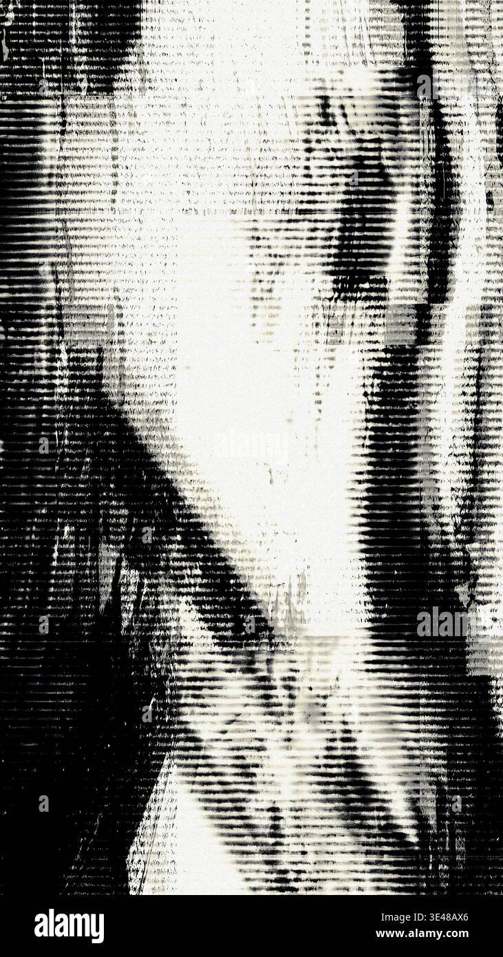 Grana glitter bianco e nero con interferenza Scanline Foto Stock