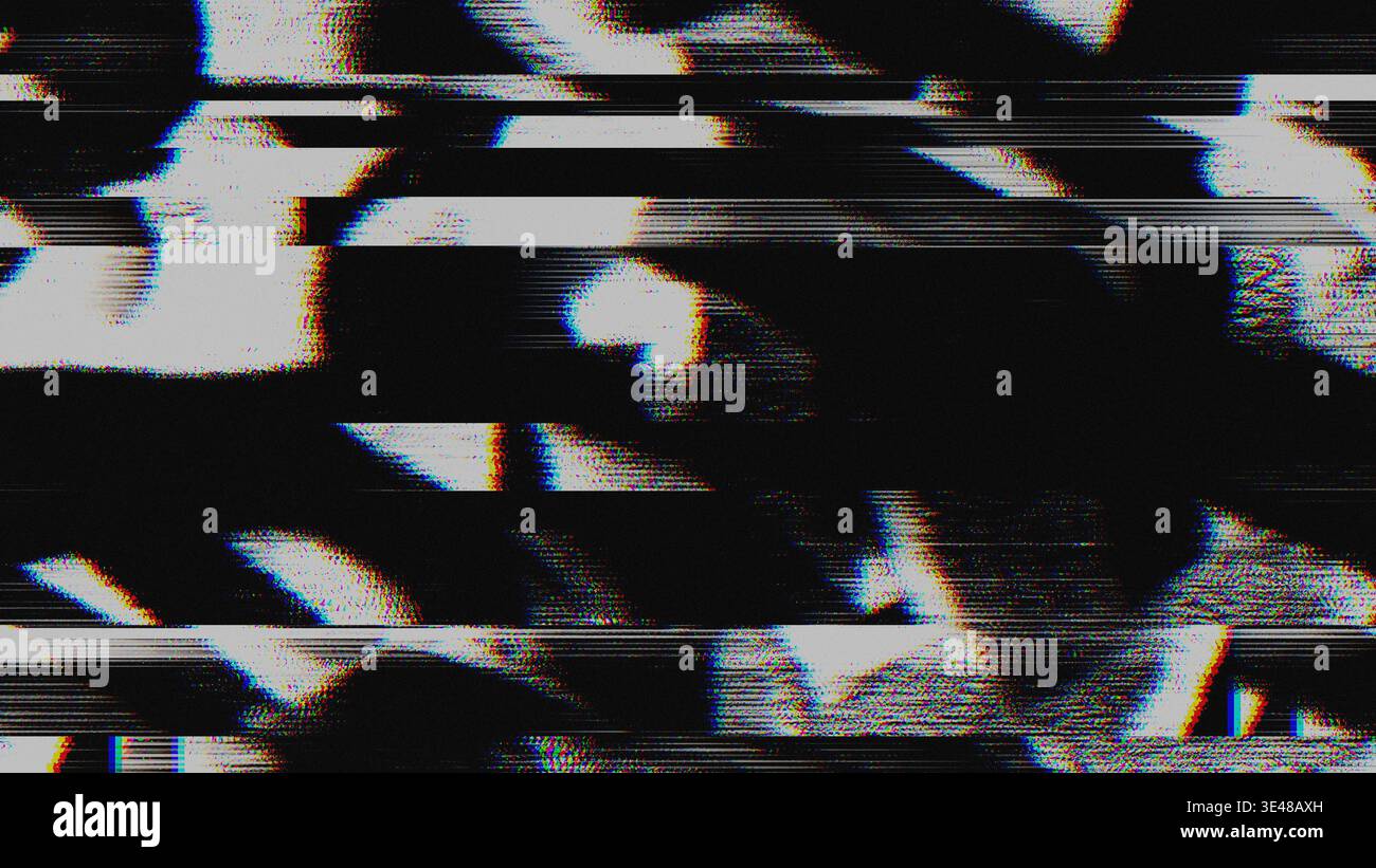Texture glitch con RGB Split e distorsione VHS Scanline Foto Stock