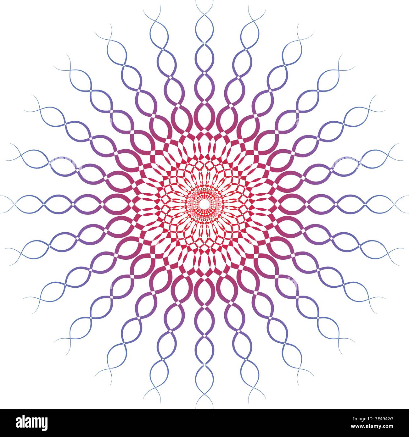 Intricato design frattale simile a un motivo simmetrico floreale o cosmico Illustrazione Vettoriale