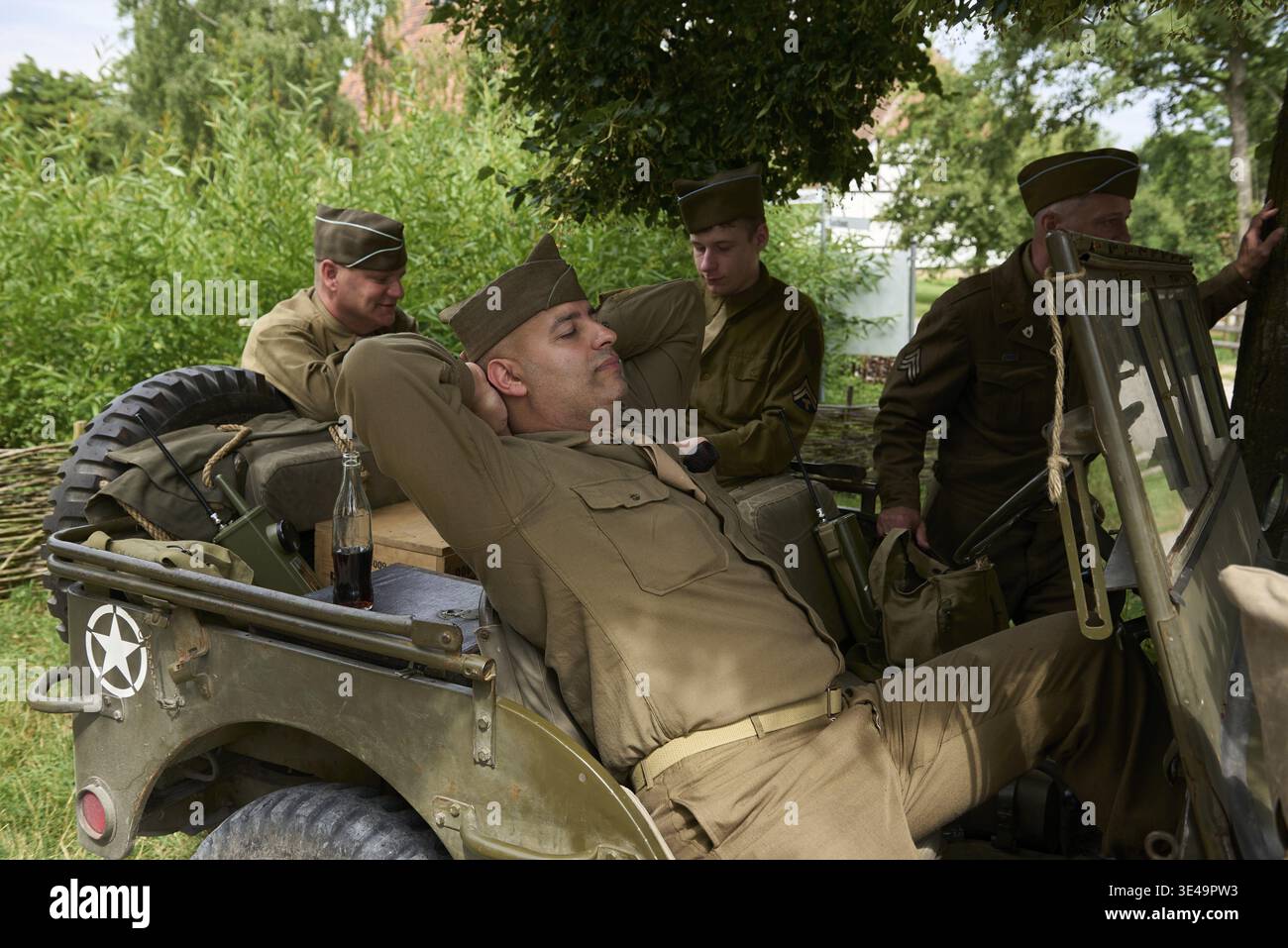 Living History Event presso il museo all'aperto Hohenloher, Hohenlohe, Wackershofen, US Army, US Military Police, polizia militare, polizia, Museo contadino, Coun Foto Stock