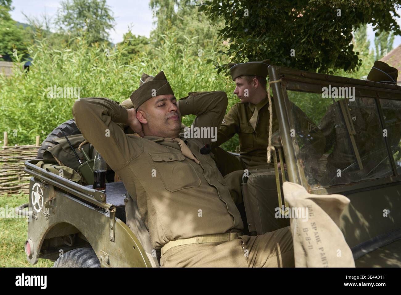 Living History Event presso il museo all'aperto Hohenloher, Hohenlohe, Wackershofen, US Army, US Military Police, polizia militare, polizia, Museo contadino, Coun Foto Stock