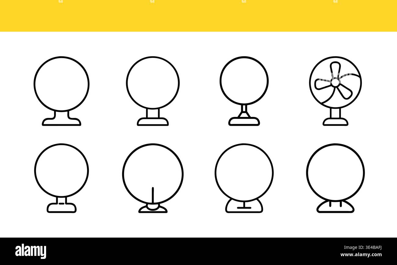 Illustrazioni artistiche fan Line – Design minimalista di elettrodomestici Illustrazione Vettoriale