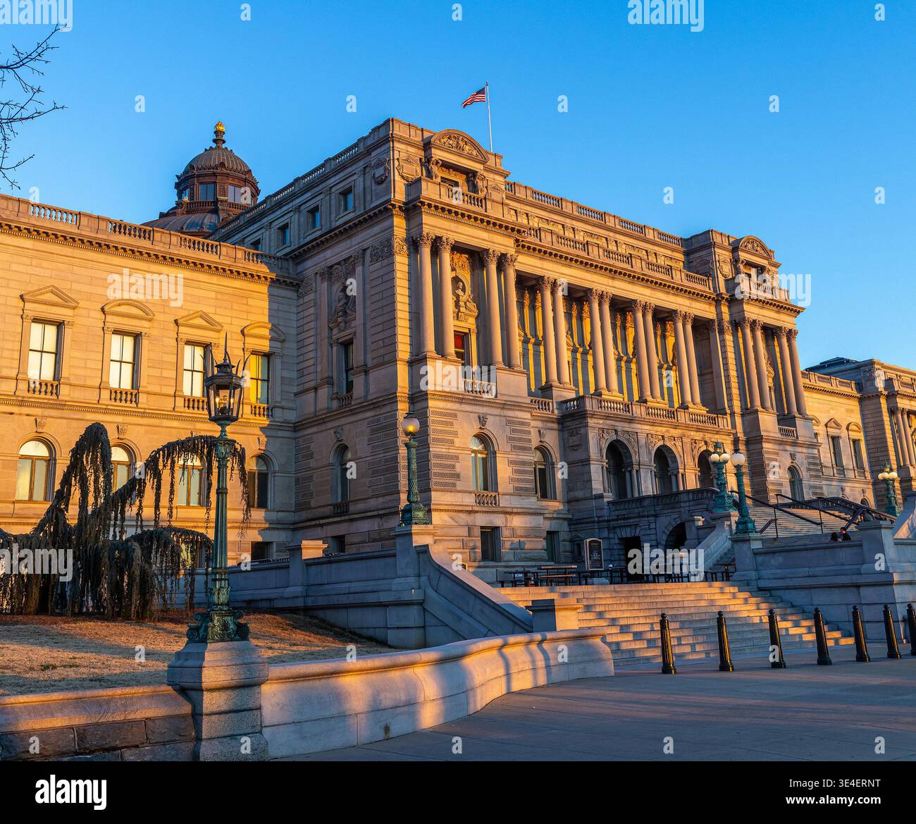 Library of Congress a Washington DC, Thomas Jefferson Building o Main Library al tramonto Foto Stock