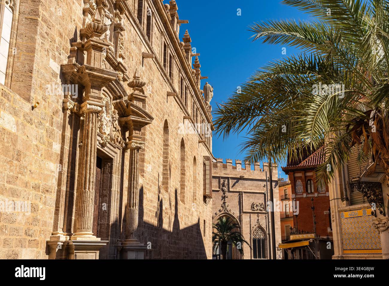 Mercato della seta della monumentale città di Valencia nel centro storico della città, Spagna. Foto Stock