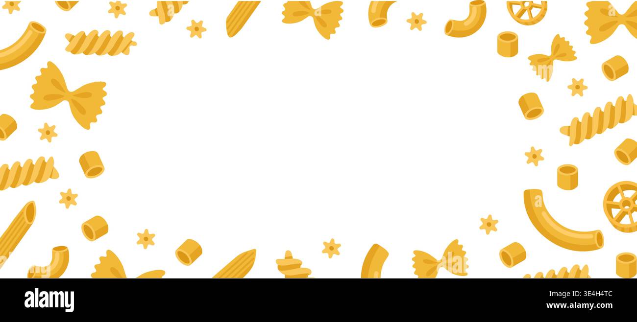 Set di design Vector Italian pasta food macaroni. Cartoni di pasta italiana di forma diversa icona isolata Illustrazione Vettoriale