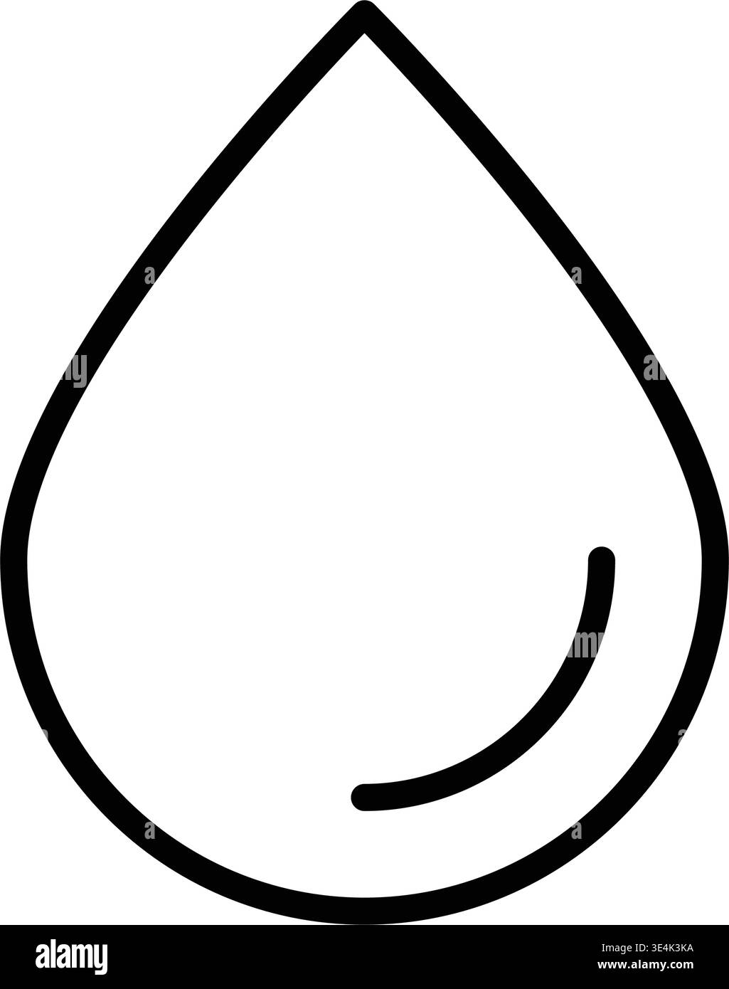 Un'icona minimalista con contorno nero che rappresenta una singola goccia di acqua liquida, comunemente utilizzata per le previsioni meteorologiche e i concetti di progettazione ambientale. Illustrazione Vettoriale