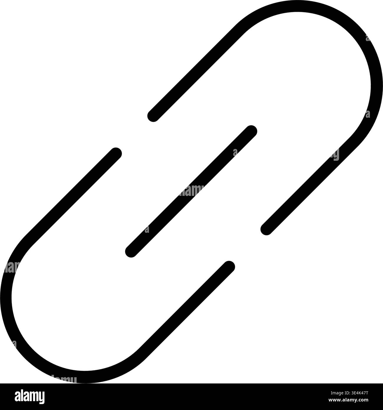 Un'icona minimalista con contorno nero che raffigura un singolo collegamento metallico che rappresenta la connessione o la funzionalità di collegamento ipertestuale Internet su sfondo bianco. Illustrazione Vettoriale