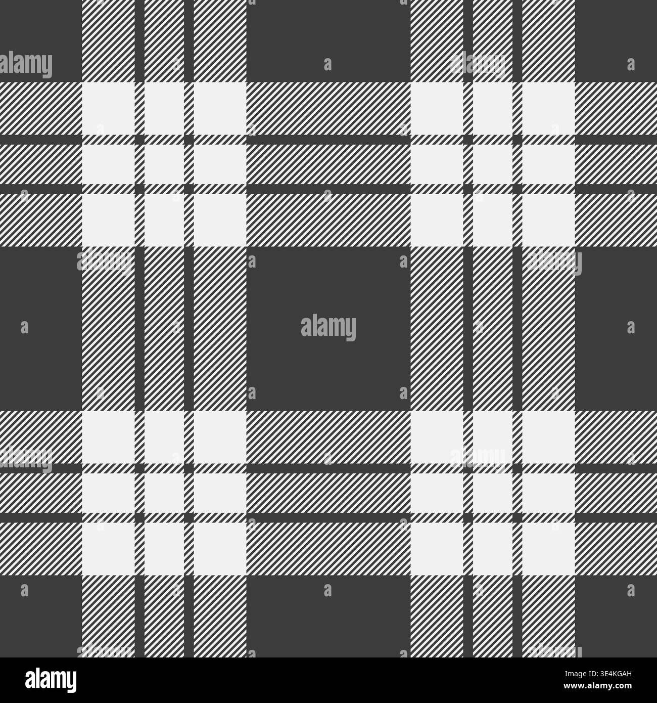 Tessuto vettoriale in tartan Commerce, gonna con motivo senza cuciture. Tessuto di fondo a quadri femminile con tavolozza di colori grigio e bianco. Illustrazione Vettoriale