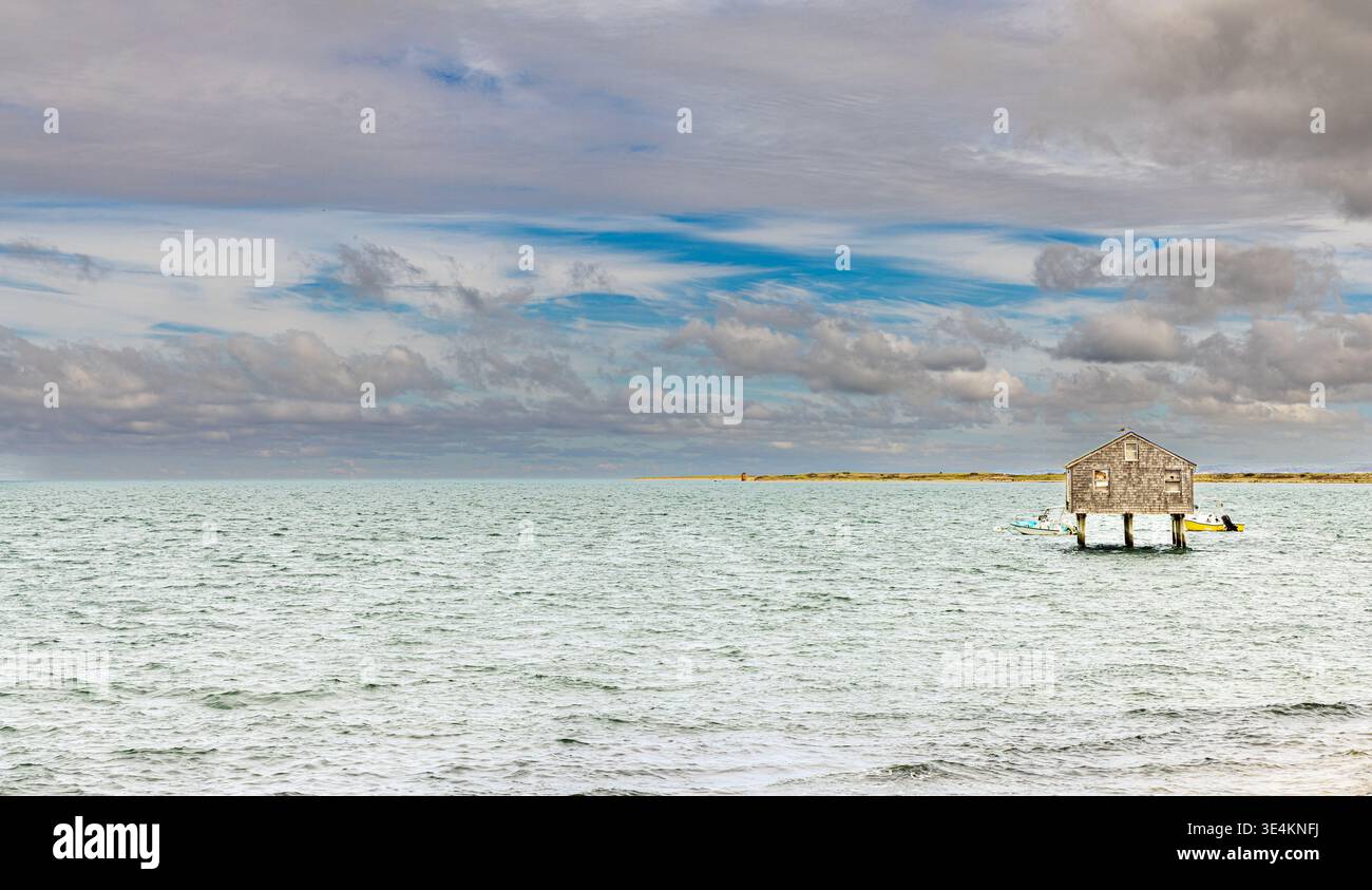 piccola palafitta al largo della costa di long island Foto Stock