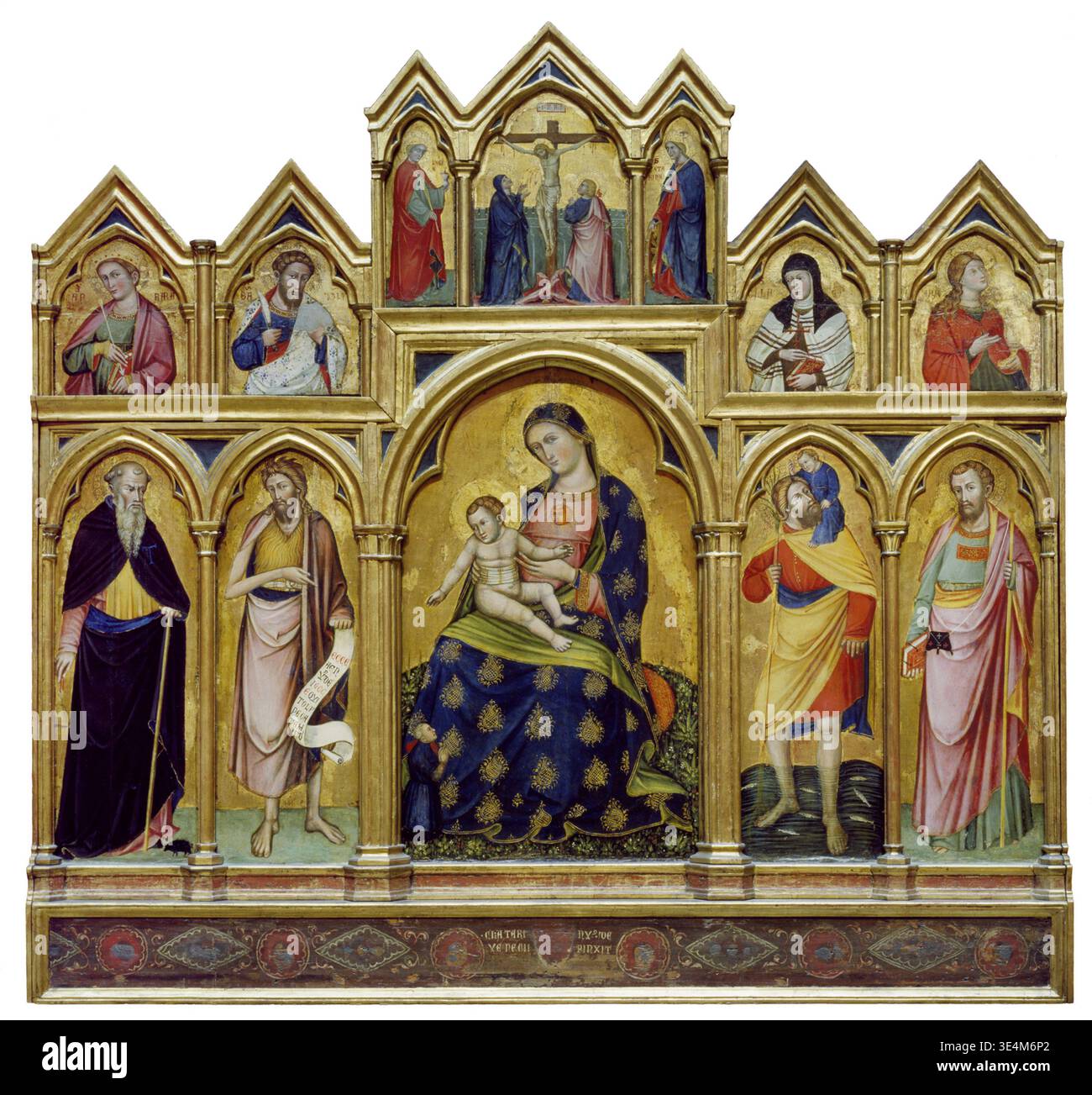 Catarino Veneziano (italiano, attivo dal 1362 al 1382). Madonna col bambino, la Crocifissione e i Santi, ca. 1380-1389. tempera sul pannello. Walters Art Museum (37.635): Acquisito da Henry Walters, 1908-1909. Foto Stock
