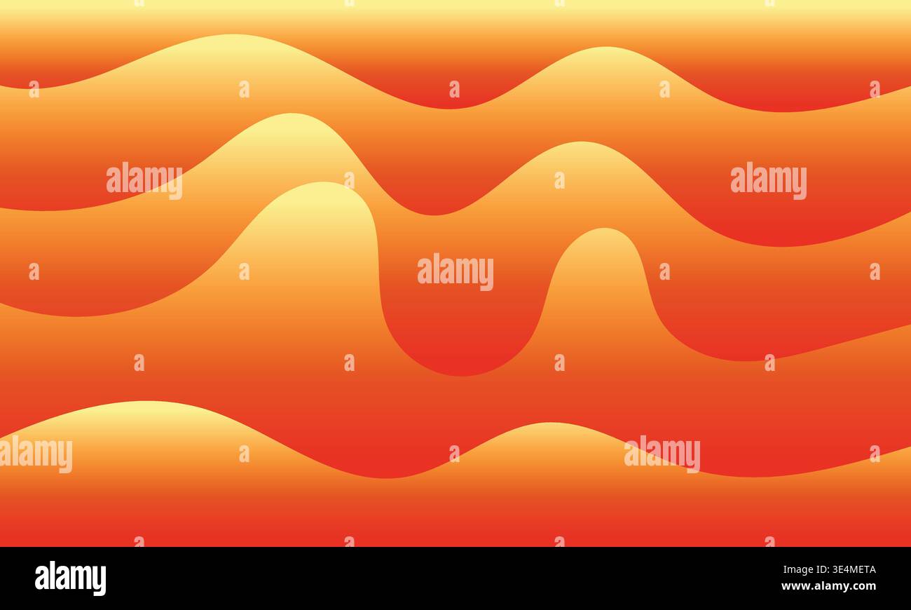 Forme d'onda astratte con sfumature vibranti di tonalità arancio e giallo Illustrazione Vettoriale