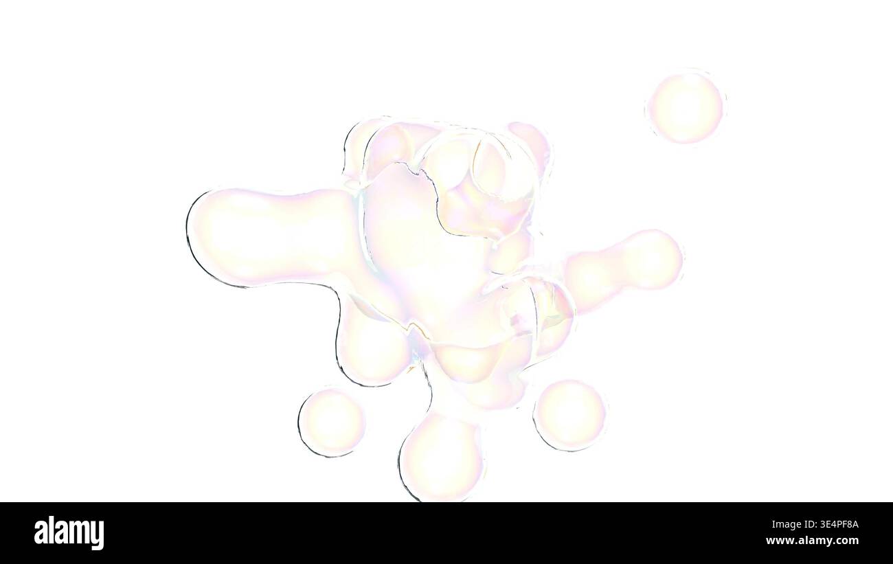 metaballi dell'acqua 3d su rendering 3d bg bianco Foto Stock