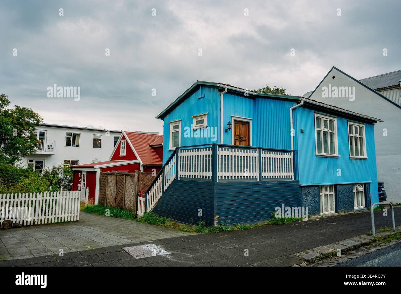 Case colorate, nel centro di Reykjavik in Islanda Foto Stock