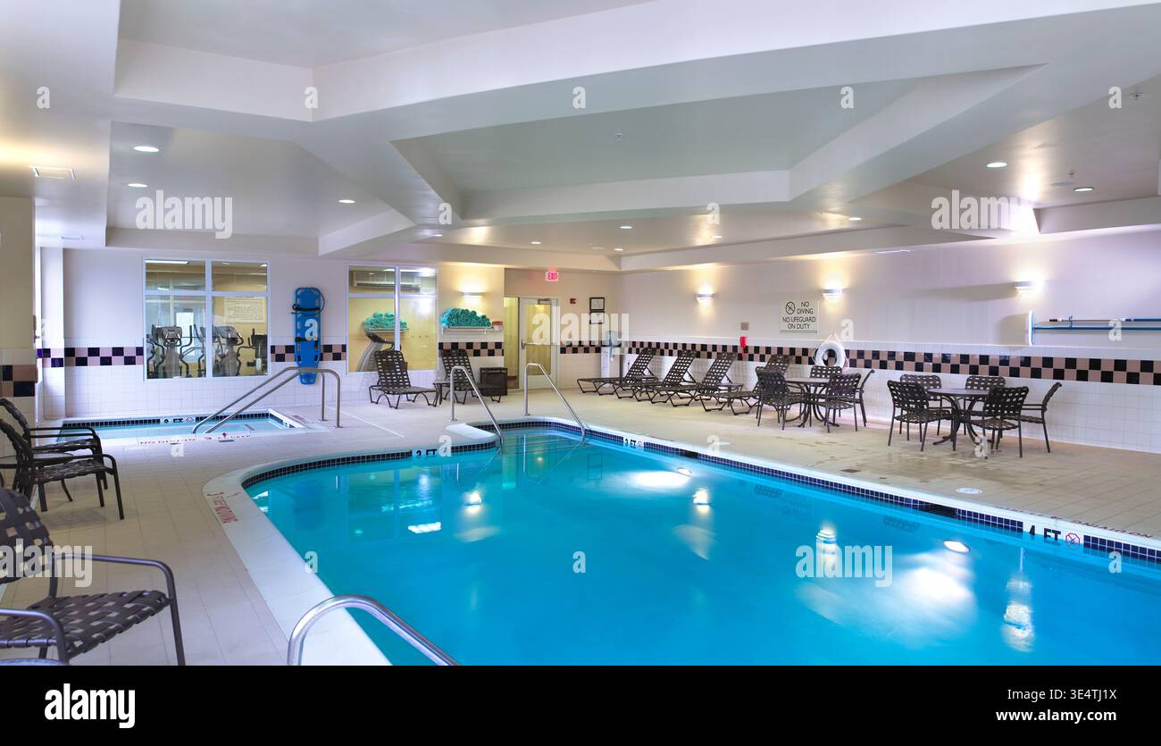 Piscina coperta dell'hotel, Pennsylvania, Stati Uniti Foto Stock