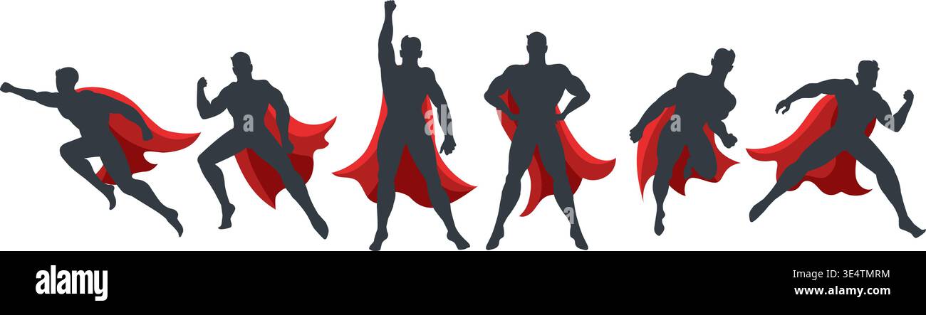 Silhouette da supereroe maschile Illustrazione Vettoriale