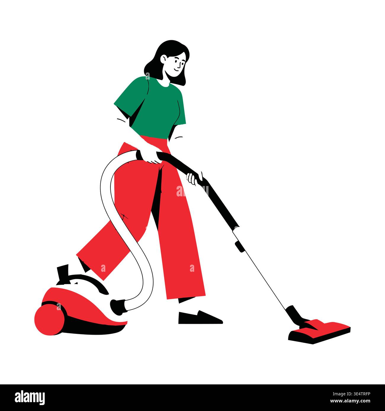 Una donna dei cartoni animati con un vestito rosso che danza Illustrazione Vettoriale