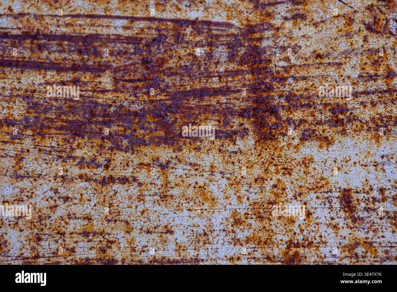 Struttura della superficie metallica ossidata corrosa arrugginita con deterioramento della sfaldatura Foto Stock