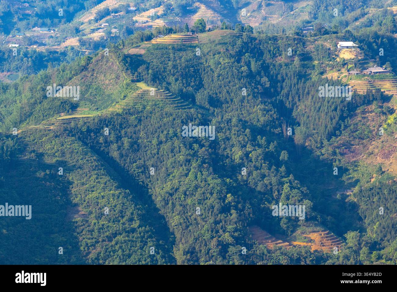 Vista panoramica sulle colline di Sapa, Vietnam Foto Stock