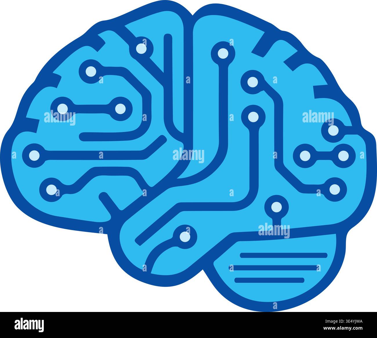 Icona INTELLIGENZA ARTIFICIALE - rete neurale digitale. Mente del circuito stampato. Illustrazione vettoriale del concetto di intelligenza artificiale. Illustrazione Vettoriale