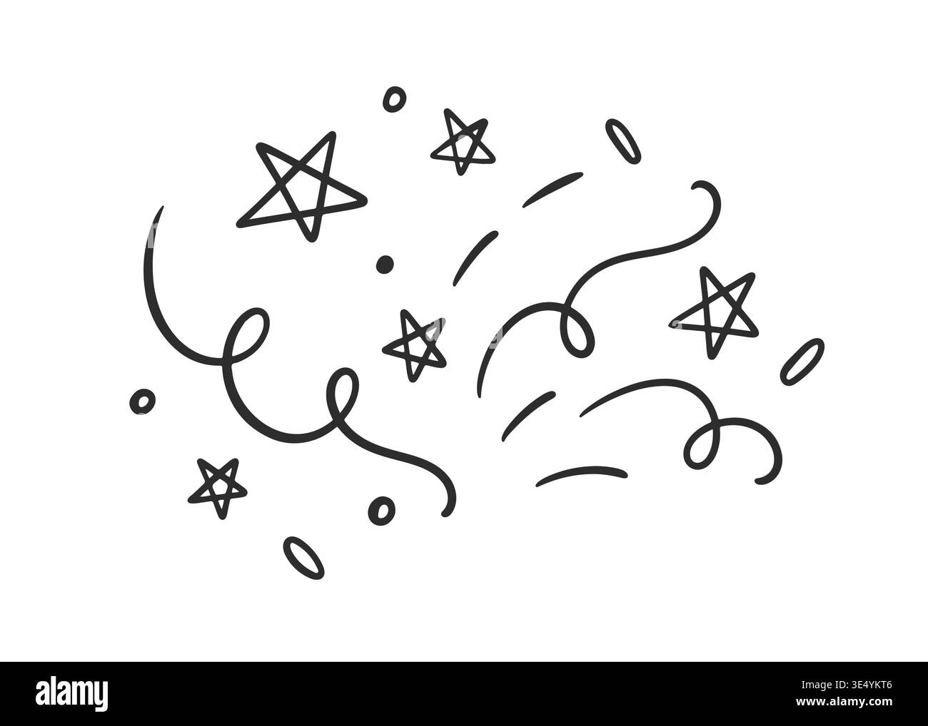 La linea di doodle dei coriandoli forma l'illustrazione vettoriale Illustrazione Vettoriale
