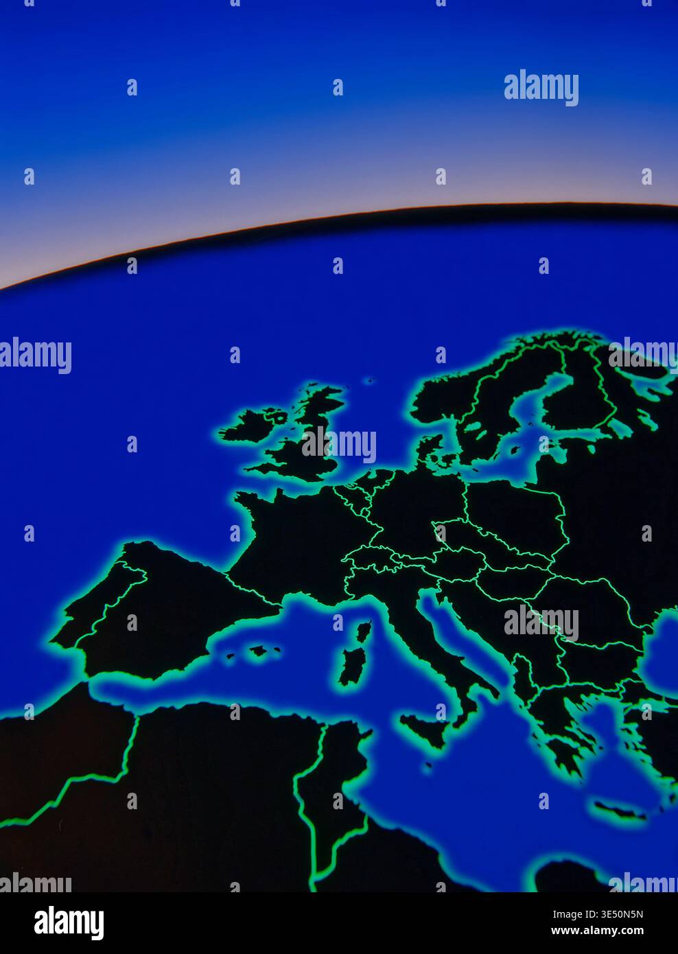 Mappa panoramica grafica dell'Europa occidentale. Foto Stock