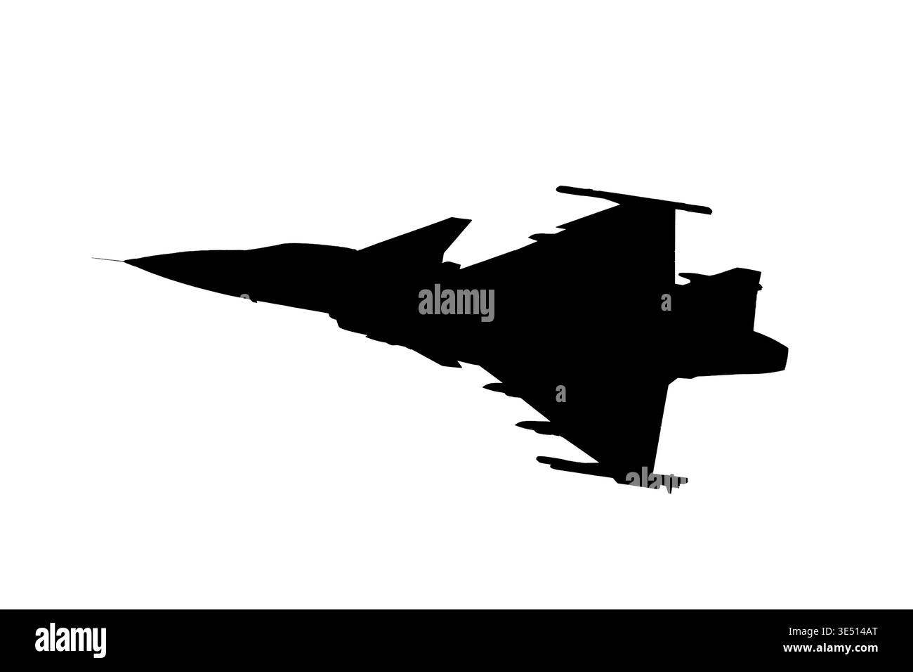 Icona del jet da combattimento. Silhouette moderna di Fighter Jet isolata su sfondo trasparente e isolato Foto Stock