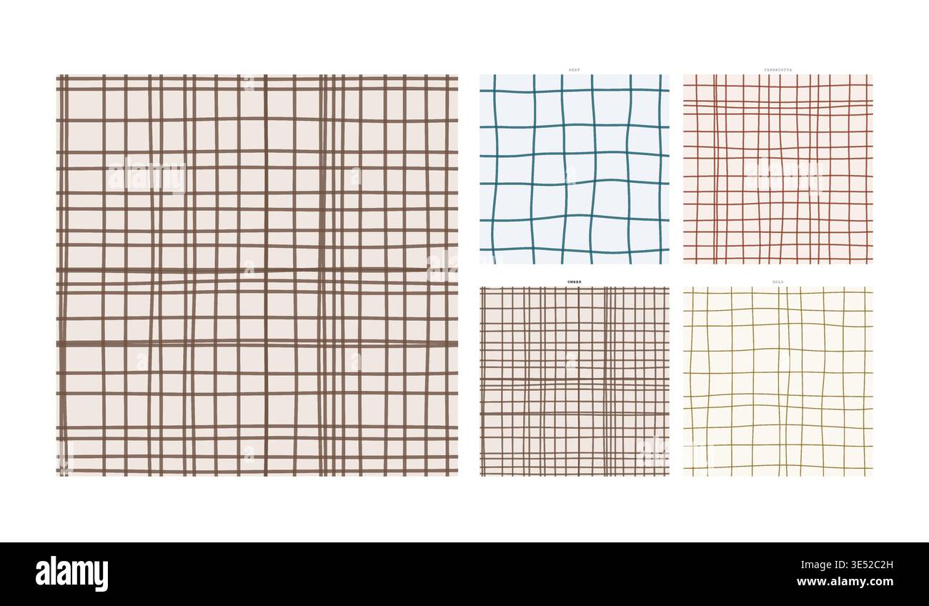 Strato di terra color ambra con struttura a griglia disegnata a mano a strati geologici - sfondo scalabile con oscillazioni spontanee e imperfezione del disegno naturale con naturale Illustrazione Vettoriale