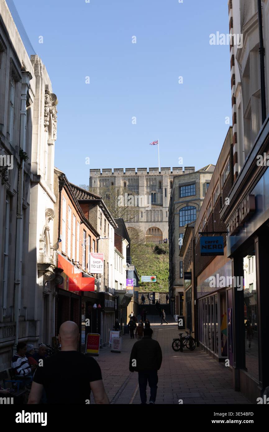 Castello di Norwich da Davey Place, Norfolk, 2026 Foto Stock