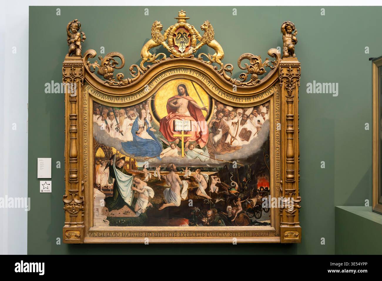 Belgio, Fiandre occidentali, Bruges, centro storico dichiarato patrimonio dell'umanità dall'UNESCO, Groeninge Museum, giudizio universale (1525) di Jan Provoost Foto Stock