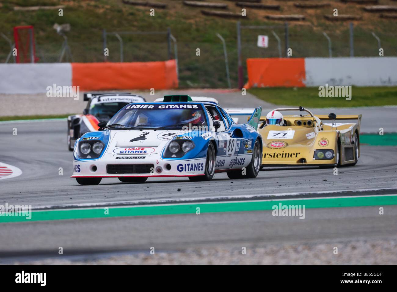Montmelo, Espagne. 29 marzo 2026. 80 BREITTMAYER Olivier (fra), Ligier JS 2 Maserati 1975, Proto 2 2L, Classic Endurance Racing 2, azione 71 COPIZ Danilo (ita), TOJ SC204 1976, Proto 2 -2L, Classic Endurance Racing 2, azione durante il 2026 Espiritu de Montjuic, 1° round della le Mans Classic Series 2026, dal 27 al 29 marzo sul circuito de Barcelona-Montamelo, Spagna, Photo-Maria DPunya Foto Stock