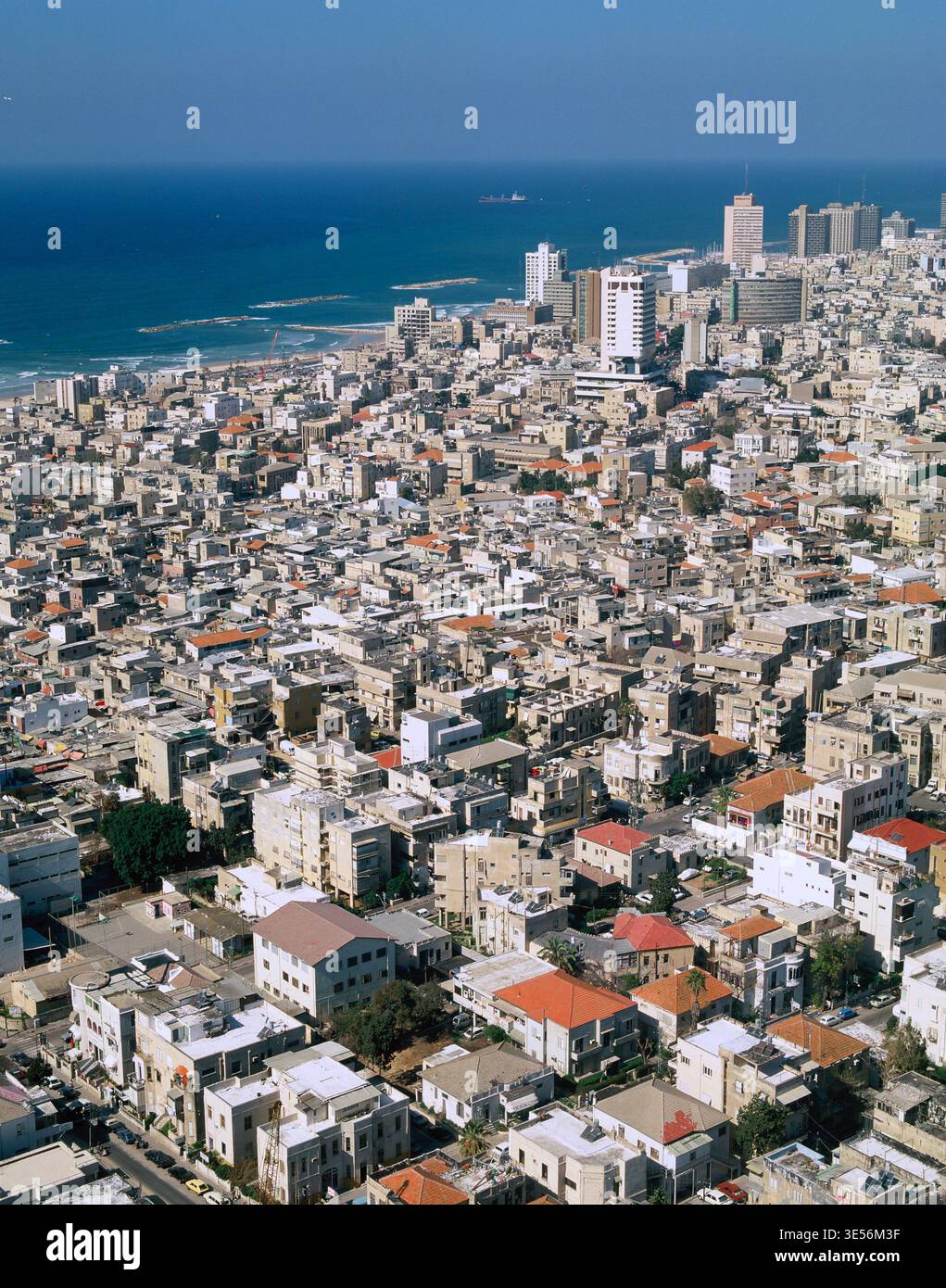 Israele. Tel Aviv-Yafo. Panoramica aerea verso il Mar Mediterraneo. Foto Stock