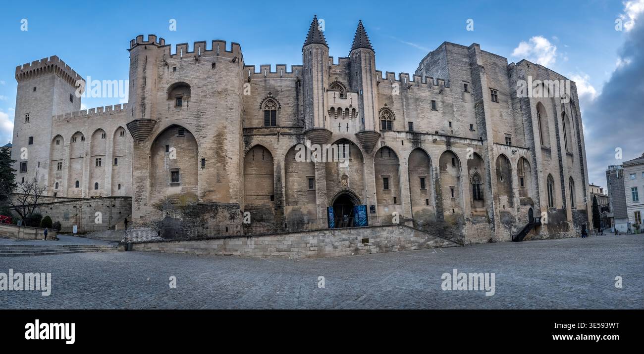 Avignone, Francia: Scoprite la vista panoramica del Palais des Papes Foto Stock