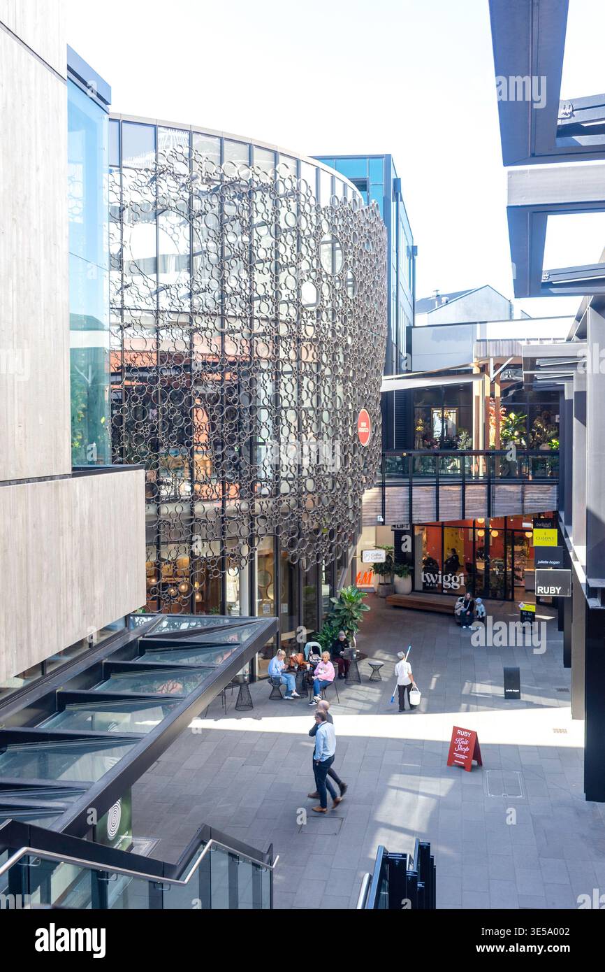 Market Lane, The Crossing Shopping Mall, Christchurch Central City, Christchurch (Ōtautahi), Canterbury Region, South Island, nuova Zelanda Foto Stock
