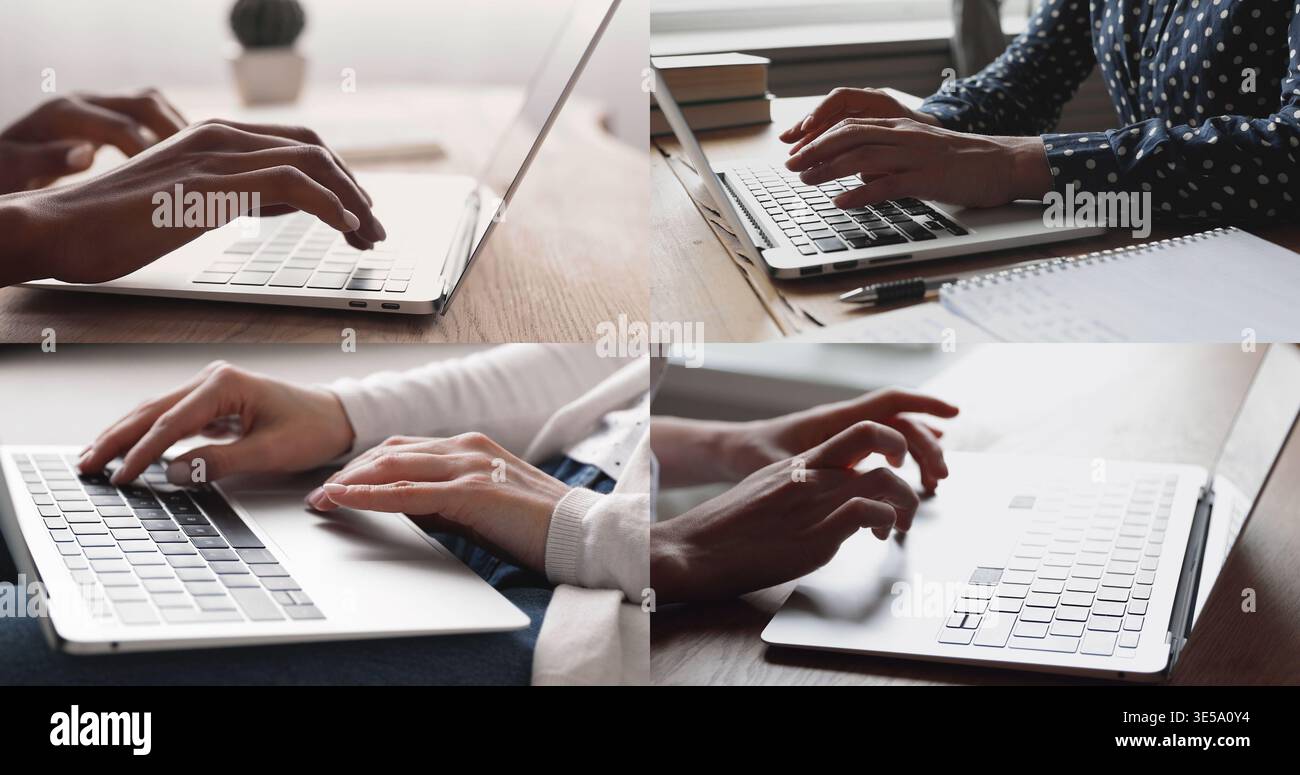 Mani di giovani uomini d'affari che lavorano con un notebook Foto Stock