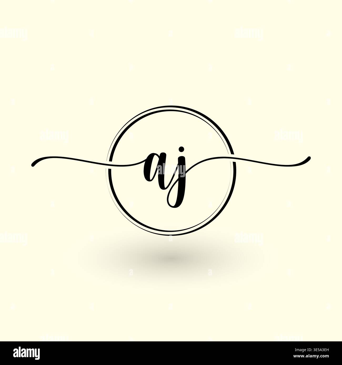 Logo della linea circolare della lettera AJ Illustrazione Vettoriale