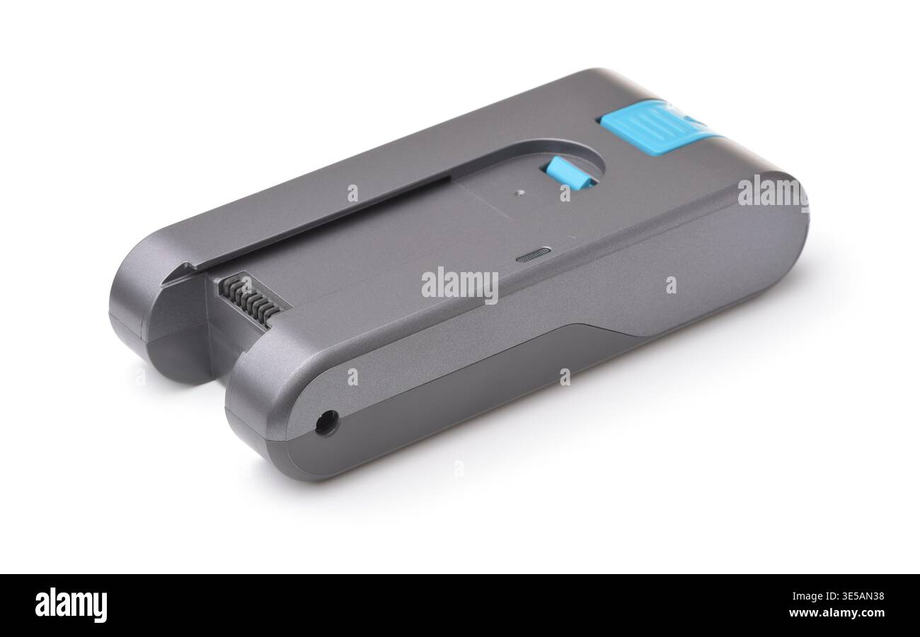 Batteria di ricambio per elettrodomestici isolata di colore bianco Foto Stock