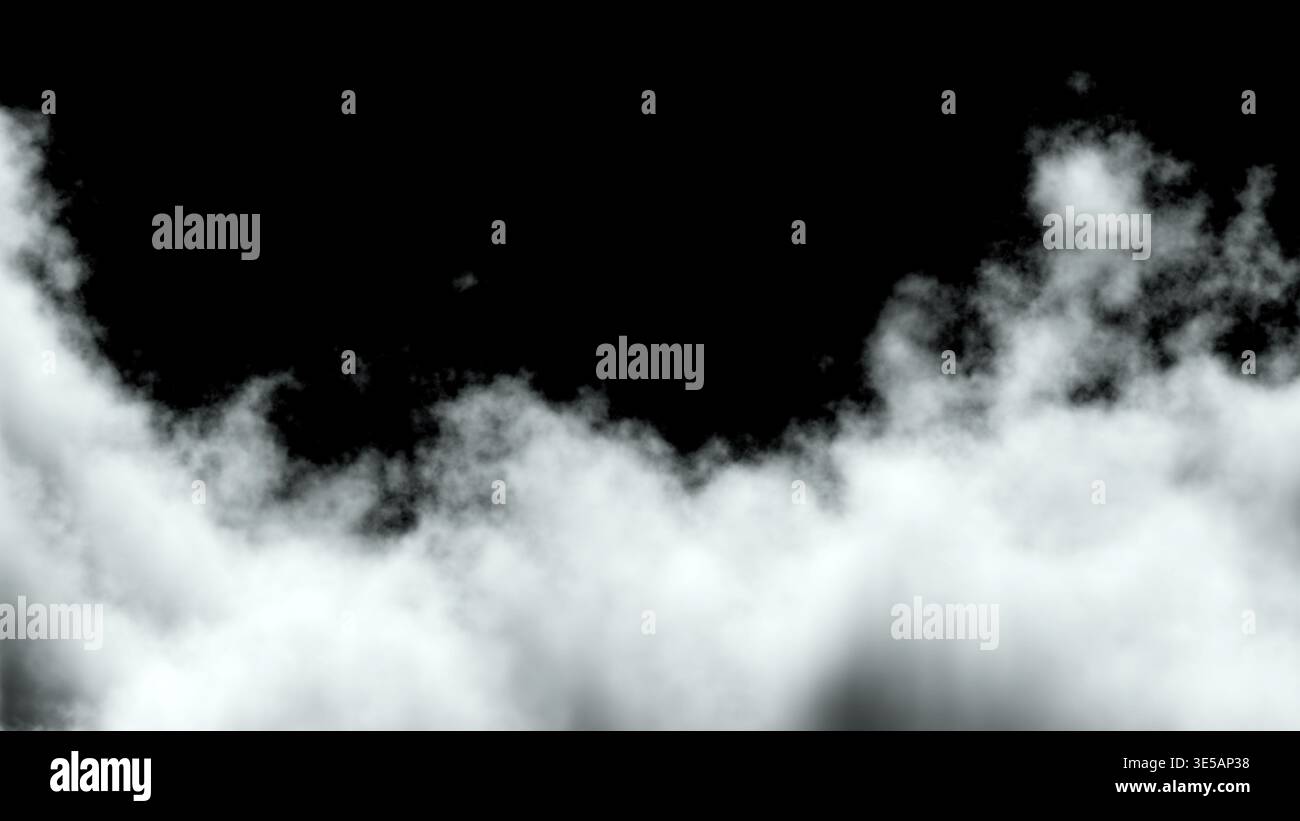 Le nuvole si muovono lentamente attraverso il cielo notturno. le nuvole bianche contrastano con lo sfondo nero. Questa scena cattura un momento della natura in modo semplice Foto Stock
