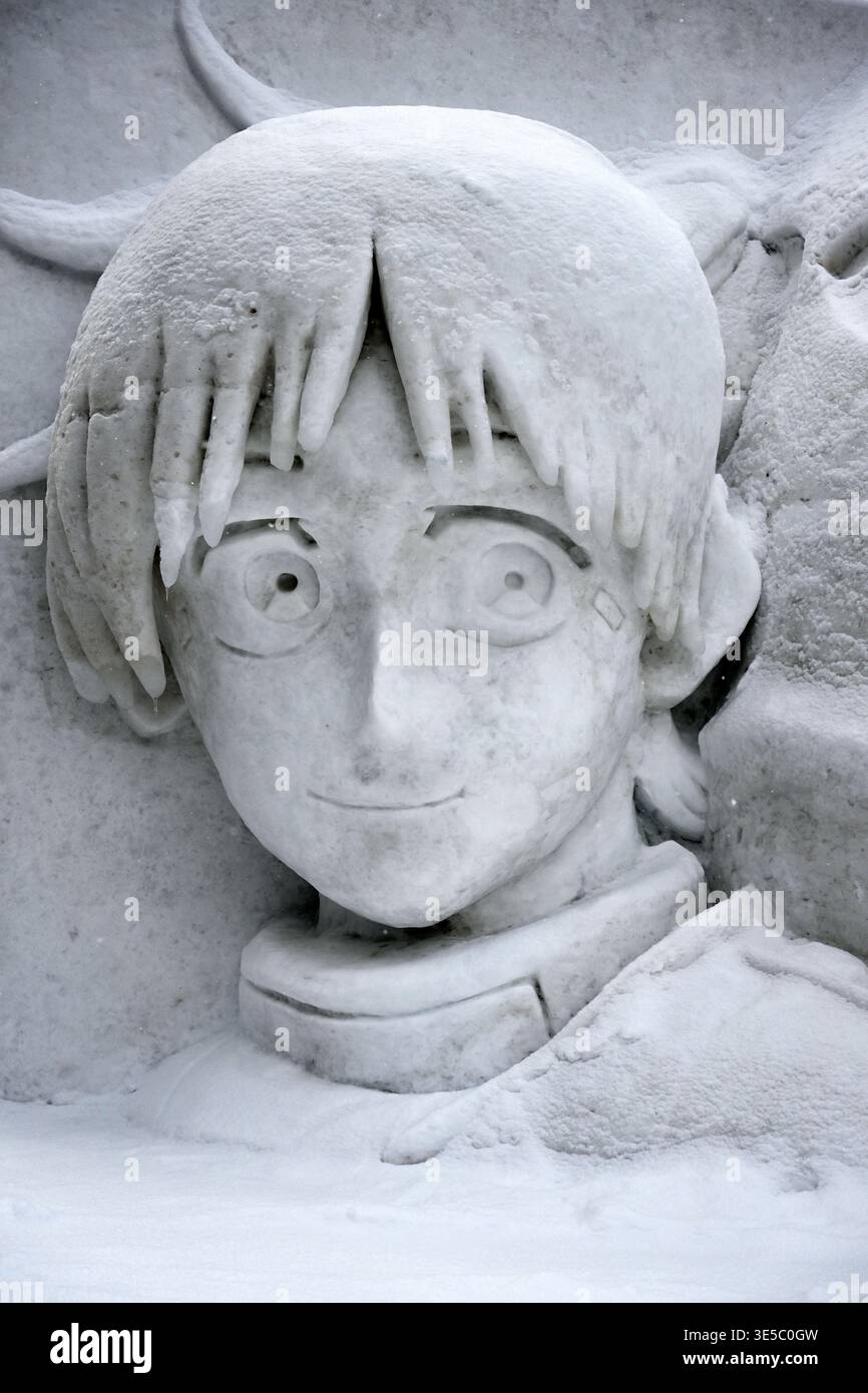 Sculture di neve, Festival della neve di Sapporo, Sapporo, isola di Hokkaido, Giappone. Foto Stock