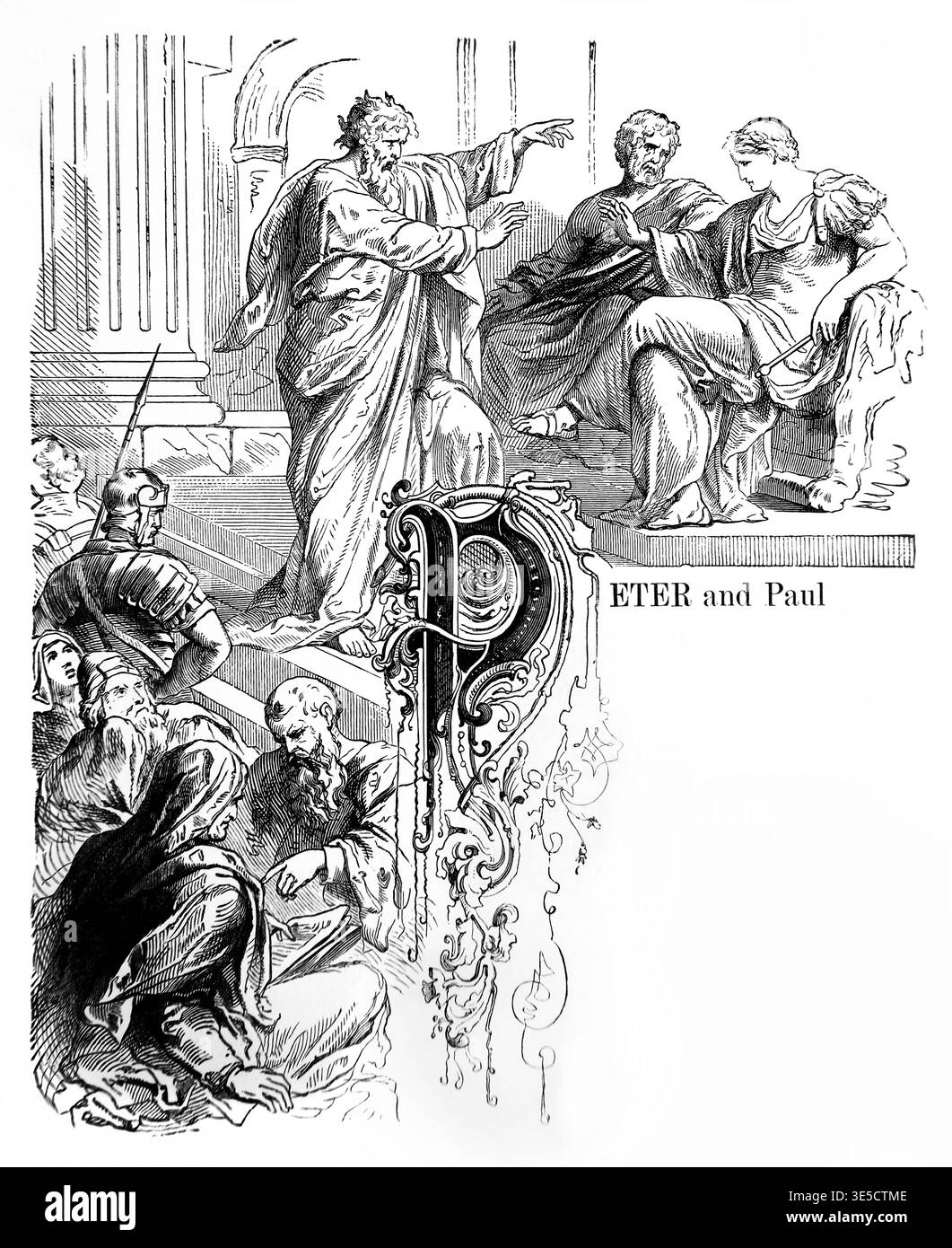Incisione degli Apostoli San Pietro e San Paolo (atti) dal 1906 edizione della vita di nostro Signore e Salvatore Gesù Cristo della sua Vergine madre Maria Foto Stock