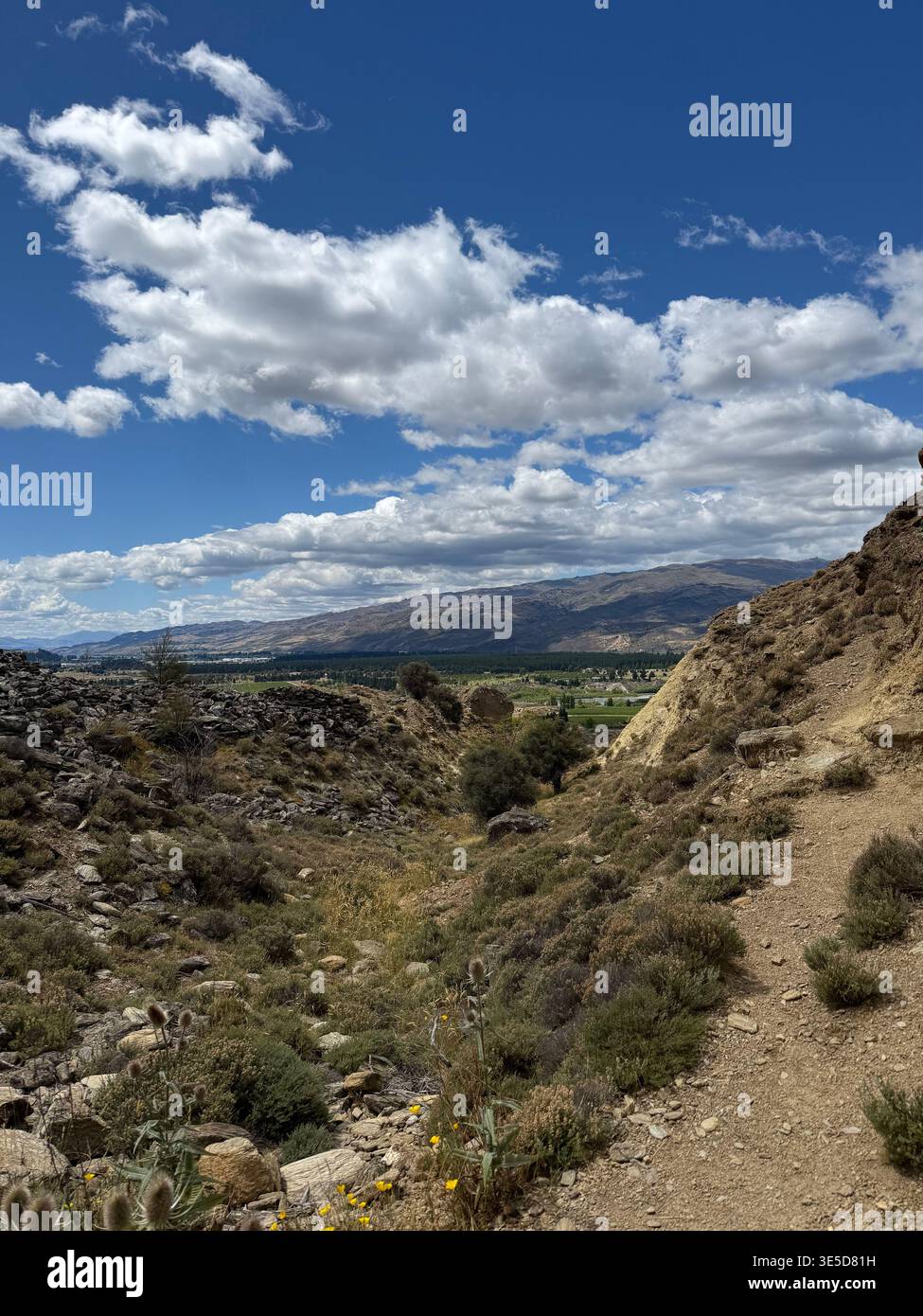 Paesaggio desertico a Cromwell, nuova Zelanda - Immagine stock catturata con smartphone