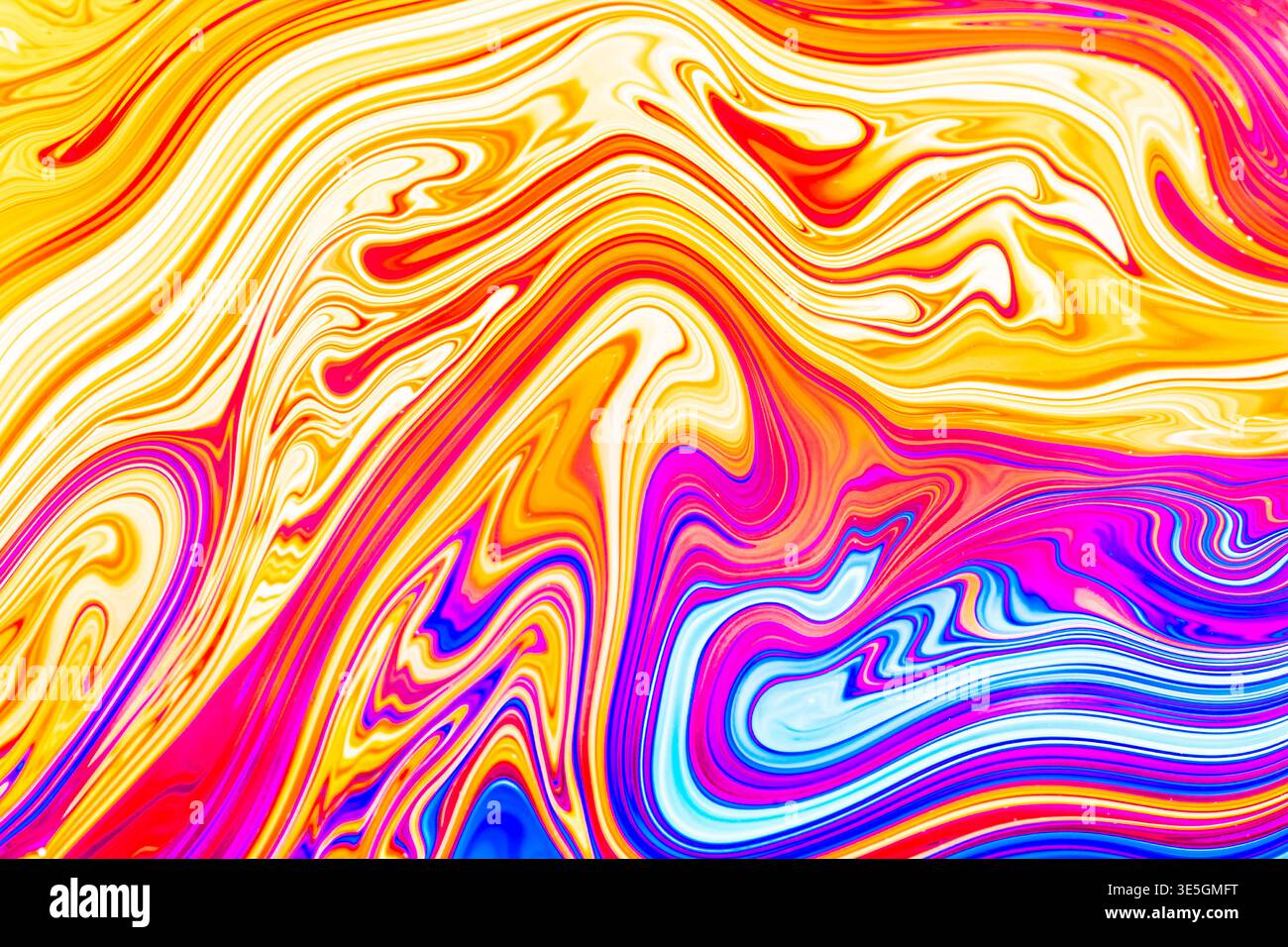 Primo piano su una bolla di sapone con forme astratte casuali e colori per lo sfondo Foto Stock